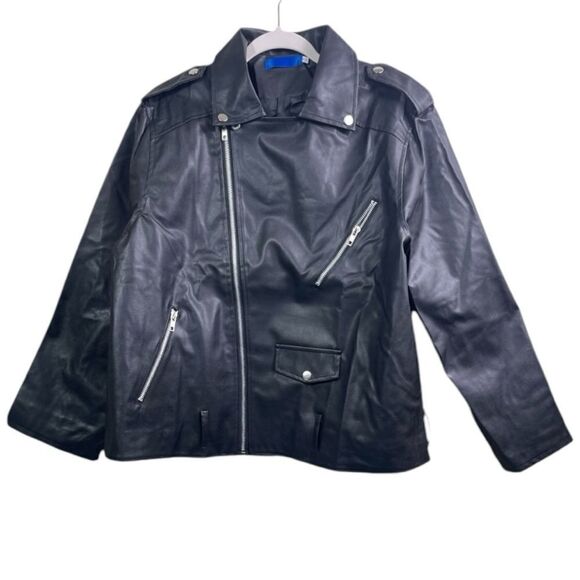 Black Soft Leather Biker Motorcycle Jacket - Picture 4 of 14